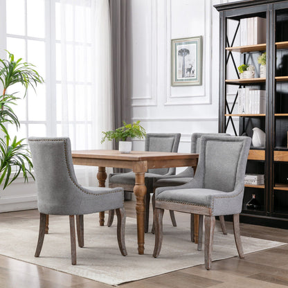 Ultra Side Dining Chair Nail Head set of 2 gray fabric chairs on Tampa Home & Garden Store