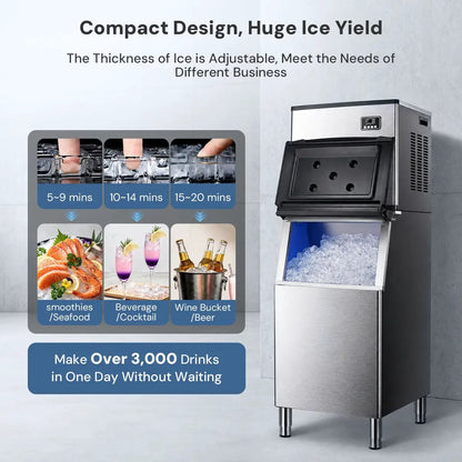 Split commercial ice maker 360 Lbs/Day with front ice bin and digital control panel on Tampa Home & Garden Store