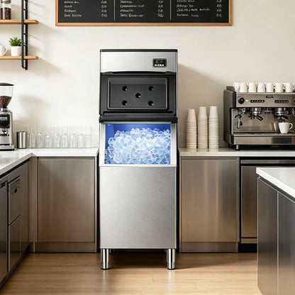 Split Commercial Ice Maker by Kismile in stainless steel with upper ice maker and ice bin on Tampa Home & Garden Store