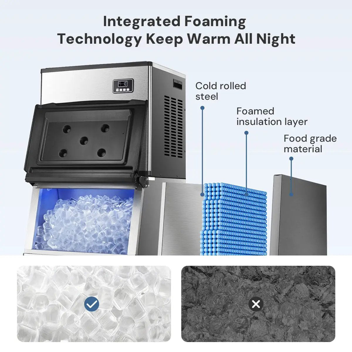 Kismile Split Commercial Ice Maker, 360 Lbs per day, stainless steel housing on Tampa Home & Garden Store