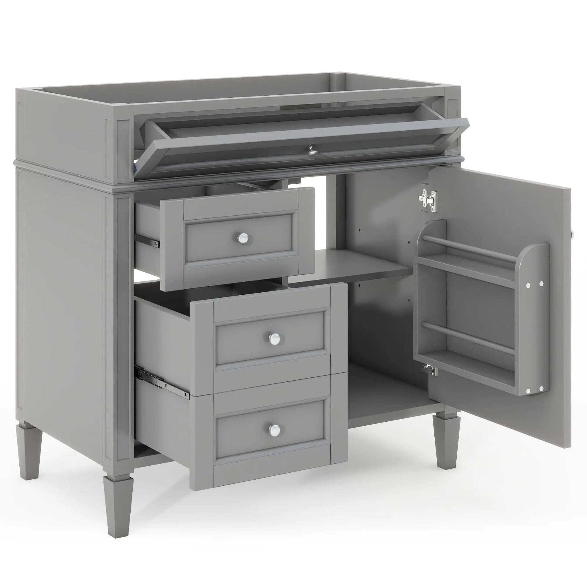 Bathroom vanity base with 2 drawers and tip-out drawer storage cabinet on Tampa Home & Garden Store