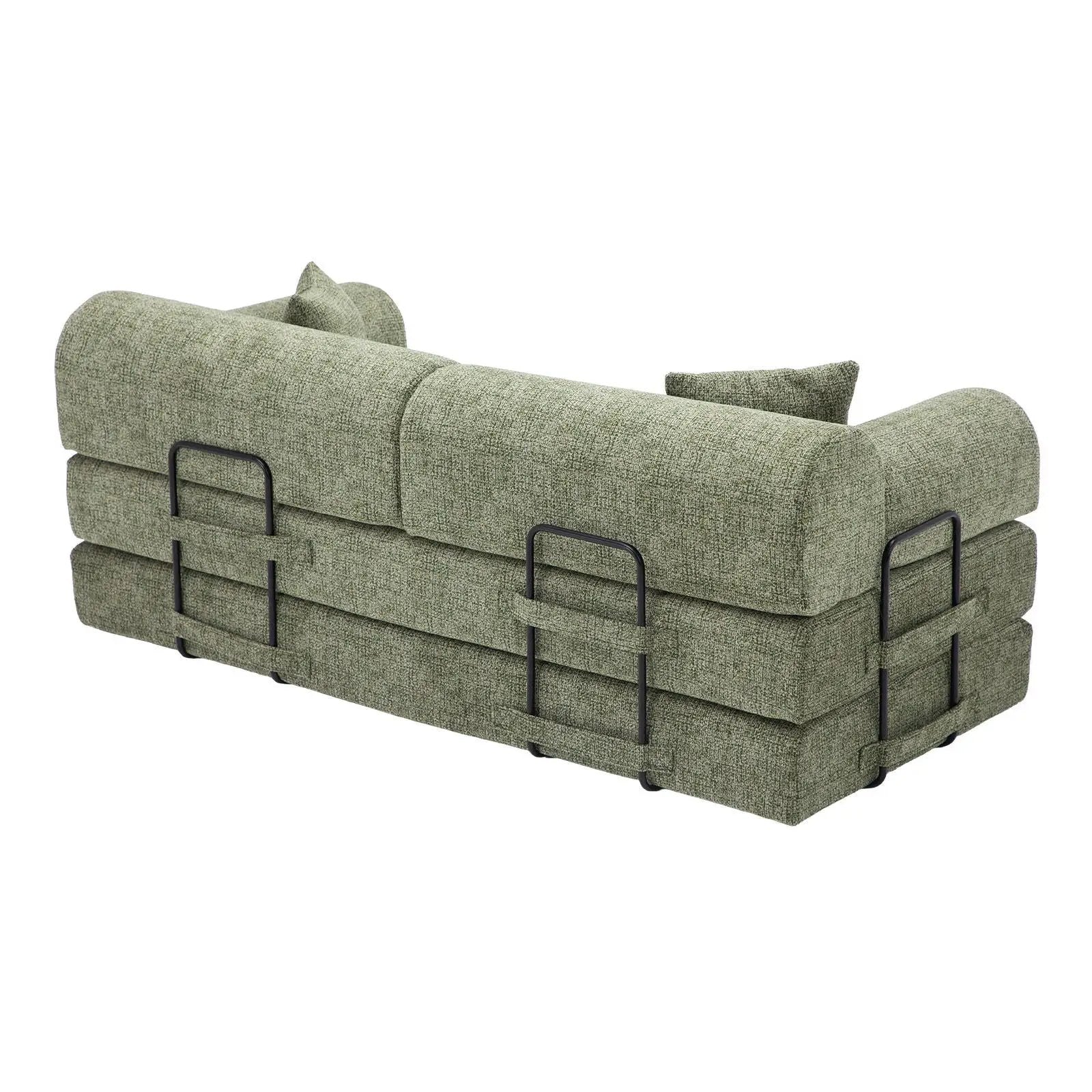 Futon sofa bed in green two-tone fabric, convertible sleeper by Unique Piece Furniture on Tampa Home & Garden Store