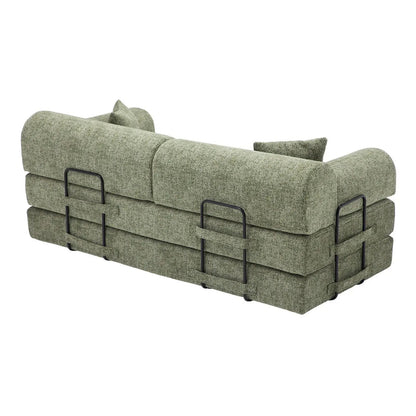 Futon sofa bed in green two-tone fabric, convertible sleeper by Unique Piece Furniture on Tampa Home & Garden Store