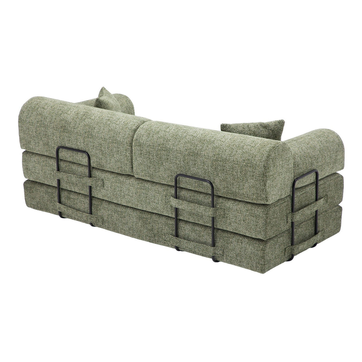 Modern Two Tone Fabric Sofa and Convertible Bed