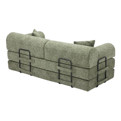 Modern Two Tone Fabric Sofa and Convertible Bed