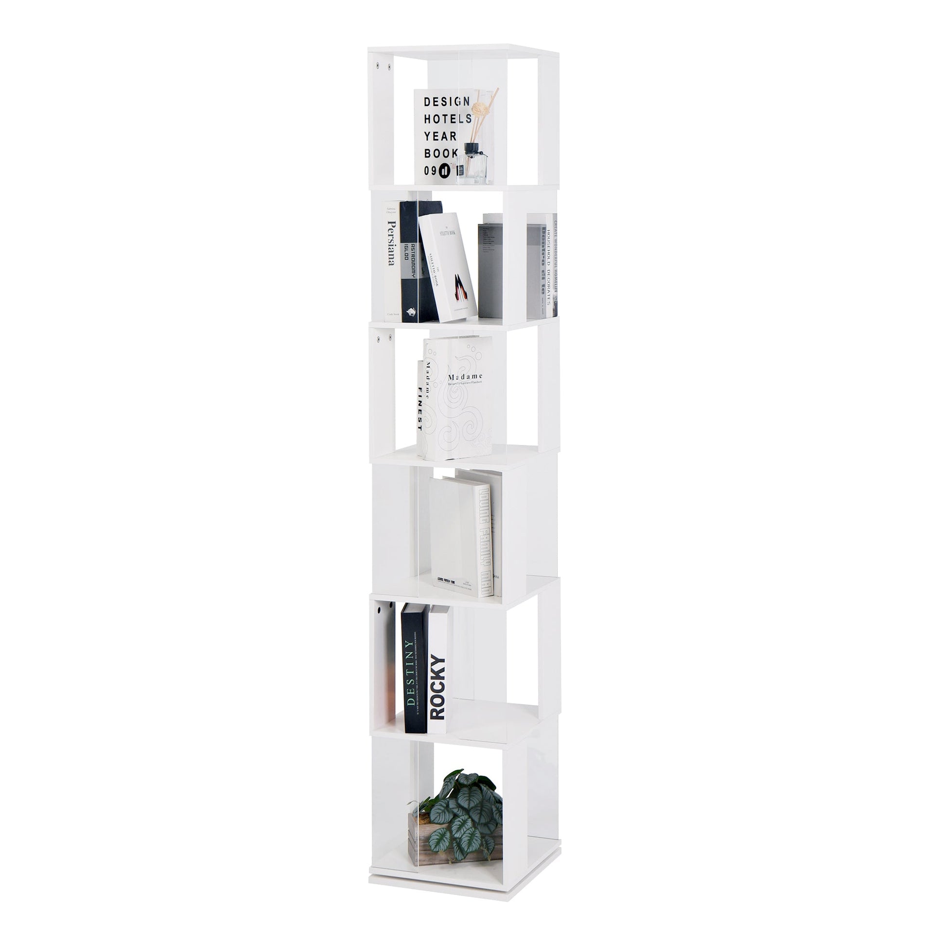6-layer rotating acrylic board simple bookshelf, multi-functional creative bookshelf for students in the living room - Tampa Home & Garden Store