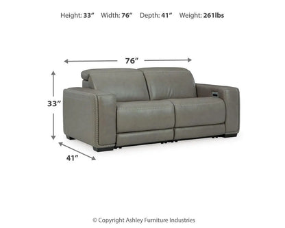 Correze power reclining sectional by Unique Piece Furniture in gray leather, 76in wide on Tampa Home & Garden Store