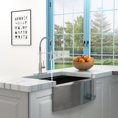 21in kitchen faucet with dual-function pull-down sprayhead, brushed nickel finish on Tampa Home & Garden Store