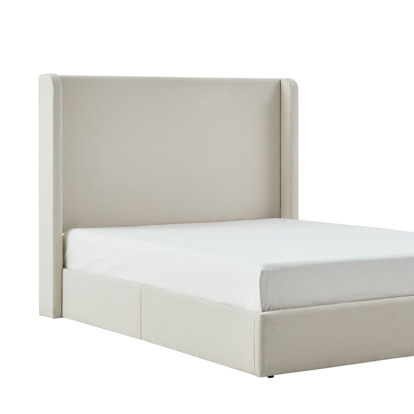 Carmen King Size Upholstered Wingback Bed Ivory by HouseOfZazla on Tampa Home & Garden Store