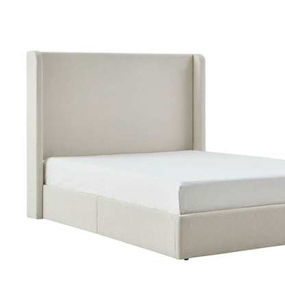 Carmen King Size Upholstered Wingback Bed Ivory by HouseOfZazla on Tampa Home & Garden Store