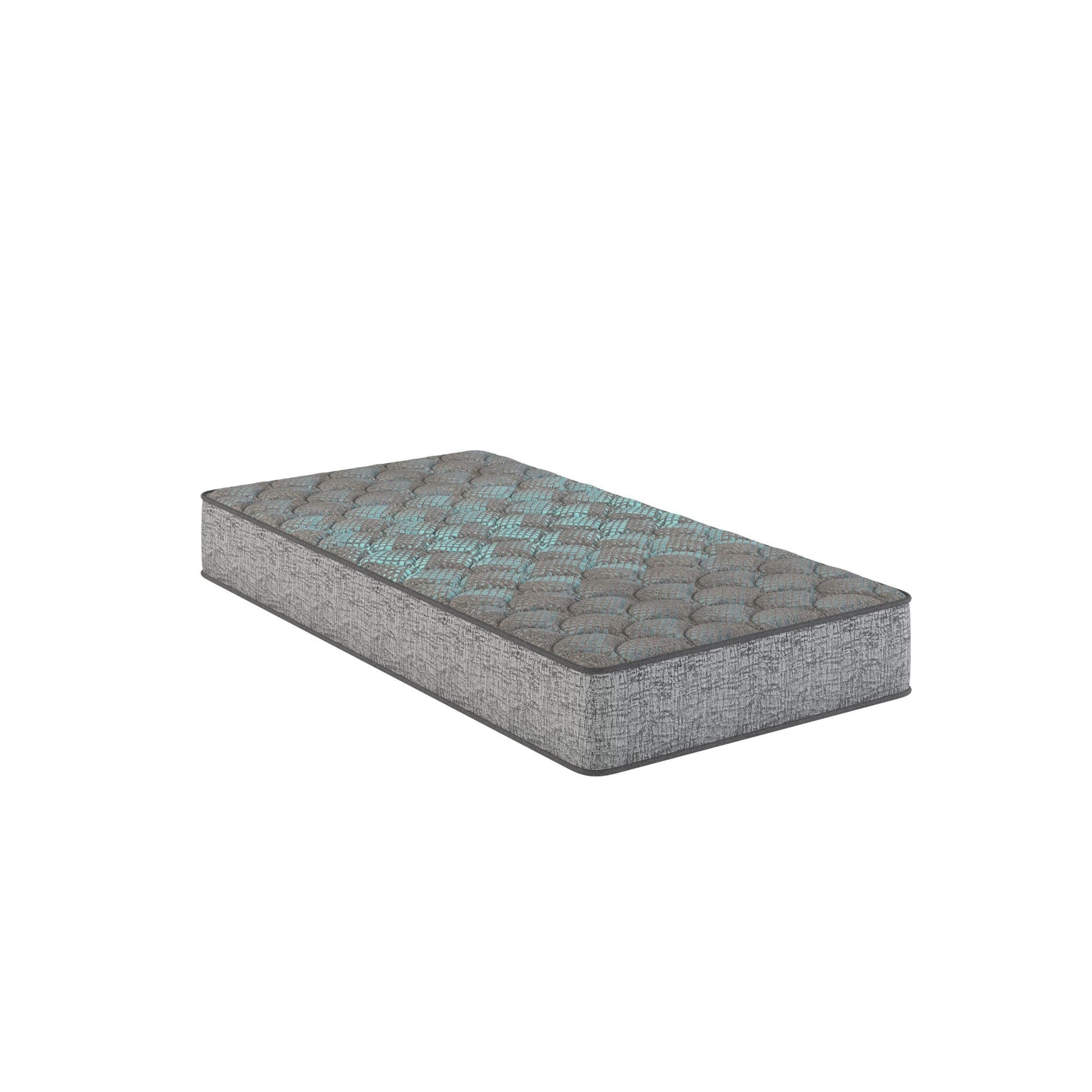 Comfort Care 7-inch foam core hybrid mattress, medium firmness, grey quilted cover on Tampa Home & Garden Store