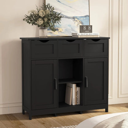 Storage cabinet with drawers and open shelf in black, Unique Piece Furniture on Tampa Home & Garden Store