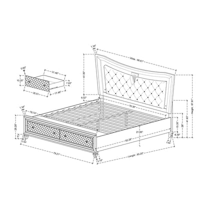 Pearl Silver storage bed with LED headboard and tufted upholstery; under-bed drawers on Tampa Home & Garden Store