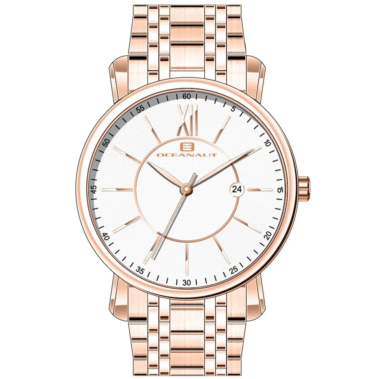 Oceanaut men's watch by Bids.com rose gold-tone bracelet white dial Roman XII date window on Tampa Home & Garden Store