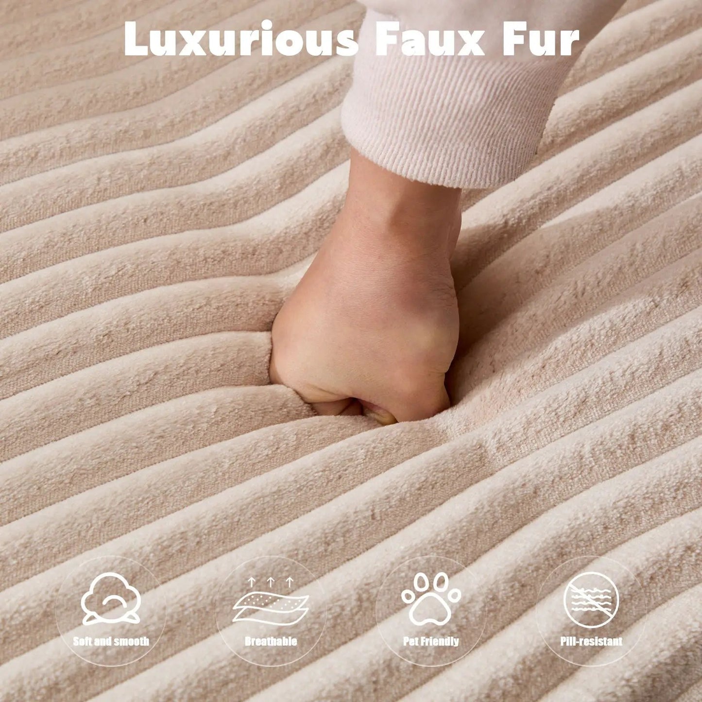 Luxurious Faux Fur upholstery fabric swatch beige with plush texture for Unique Piece Furniture on Tampa Home & Garden Store