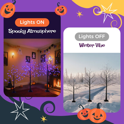 3 Pc Illuminated Halloween Tree set with purple LED glow by HouseOfZazla Christmas Trees on Tampa Home & Garden Store