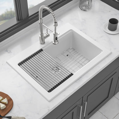Drop In White Quartz Sink and Composite Basin