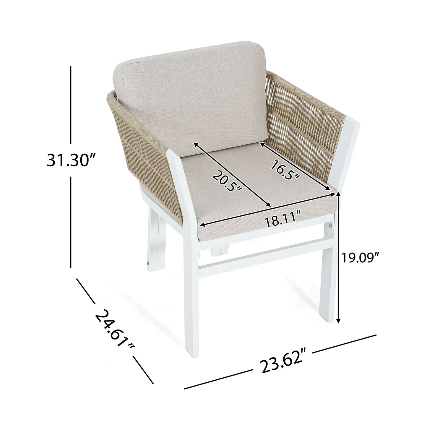 Durable Aluminum Outdoor Dining Chairs Set of Two