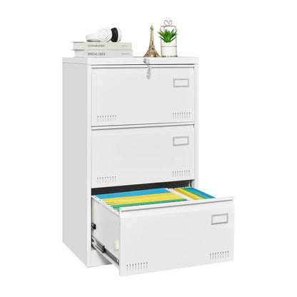 Filing cabinet lateral 3-drawer locking metal file cabinet white finish for home office on Tampa Home & Garden Store