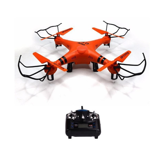 X52 Wide Angle HD Camera Drone, orange quadcopter with prop guards and RC remote on Tampa Home & Garden Store