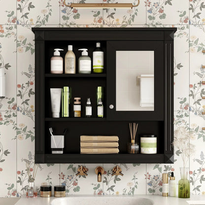 Wall Mounted Cabinet With Mirror and Shelves