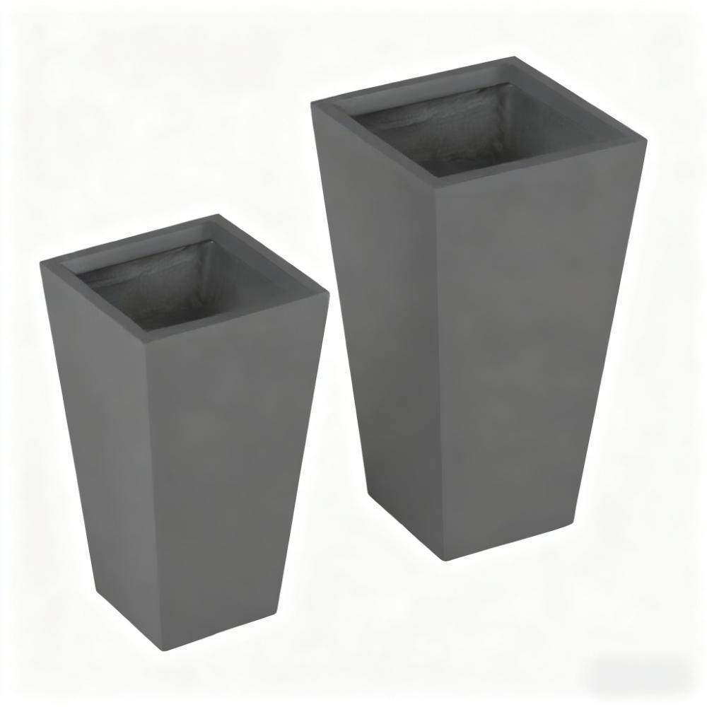 Durable stackable Plant Pot 2-Pack Outdoor Planters, gray square by HouseOfZazla on Tampa Home & Garden Store
