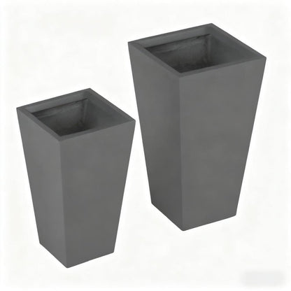 Durable stackable Plant Pot 2-Pack Outdoor Planters, gray square by HouseOfZazla on Tampa Home & Garden Store
