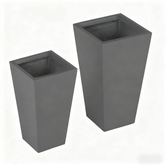 Durable stackable Plant Pot 2-Pack Outdoor Planters, gray square by HouseOfZazla on Tampa Home & Garden Store