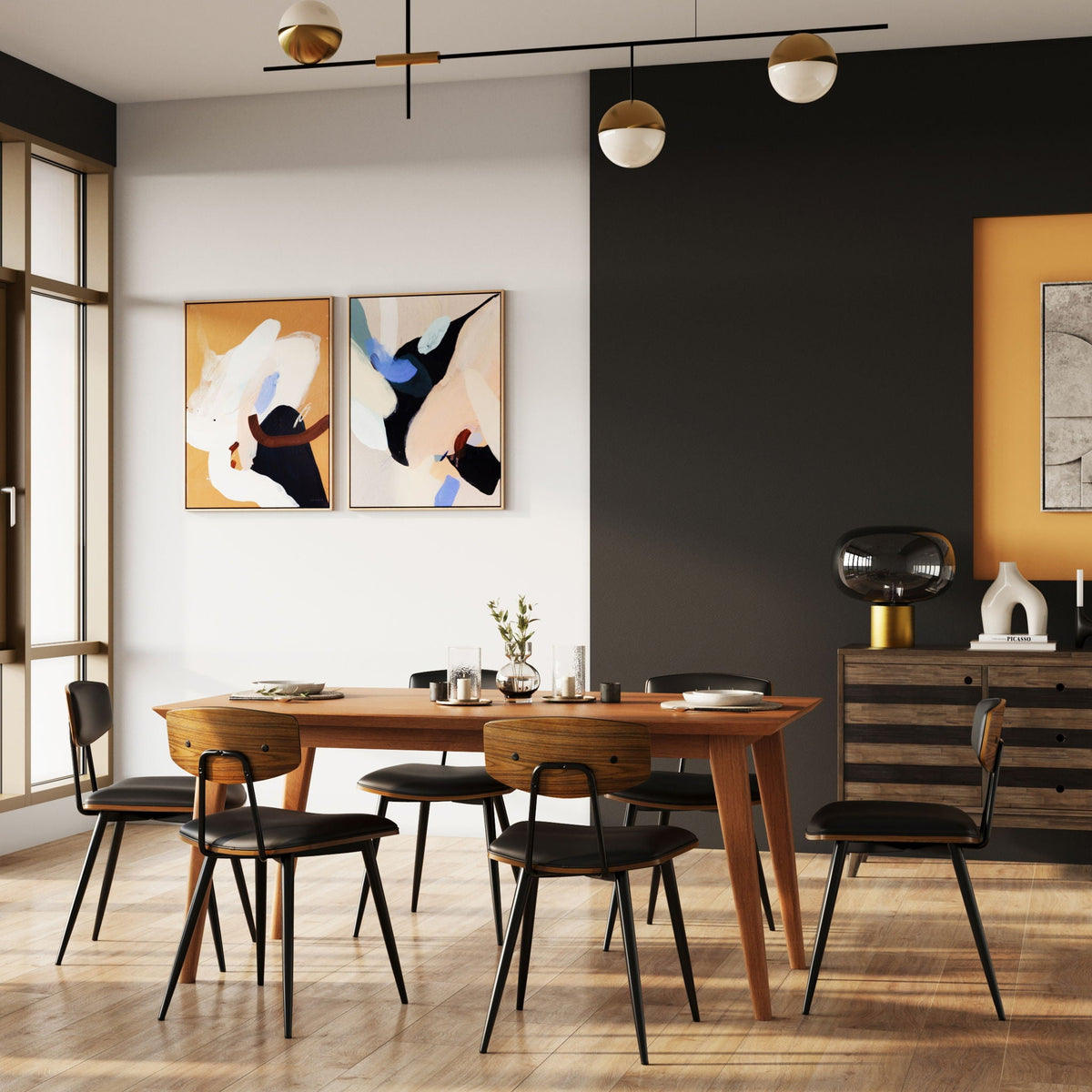 Elegant rubberwood rectangular dining table by HouseOfZazla in a modern dining room setting on Tampa Home & Garden Store