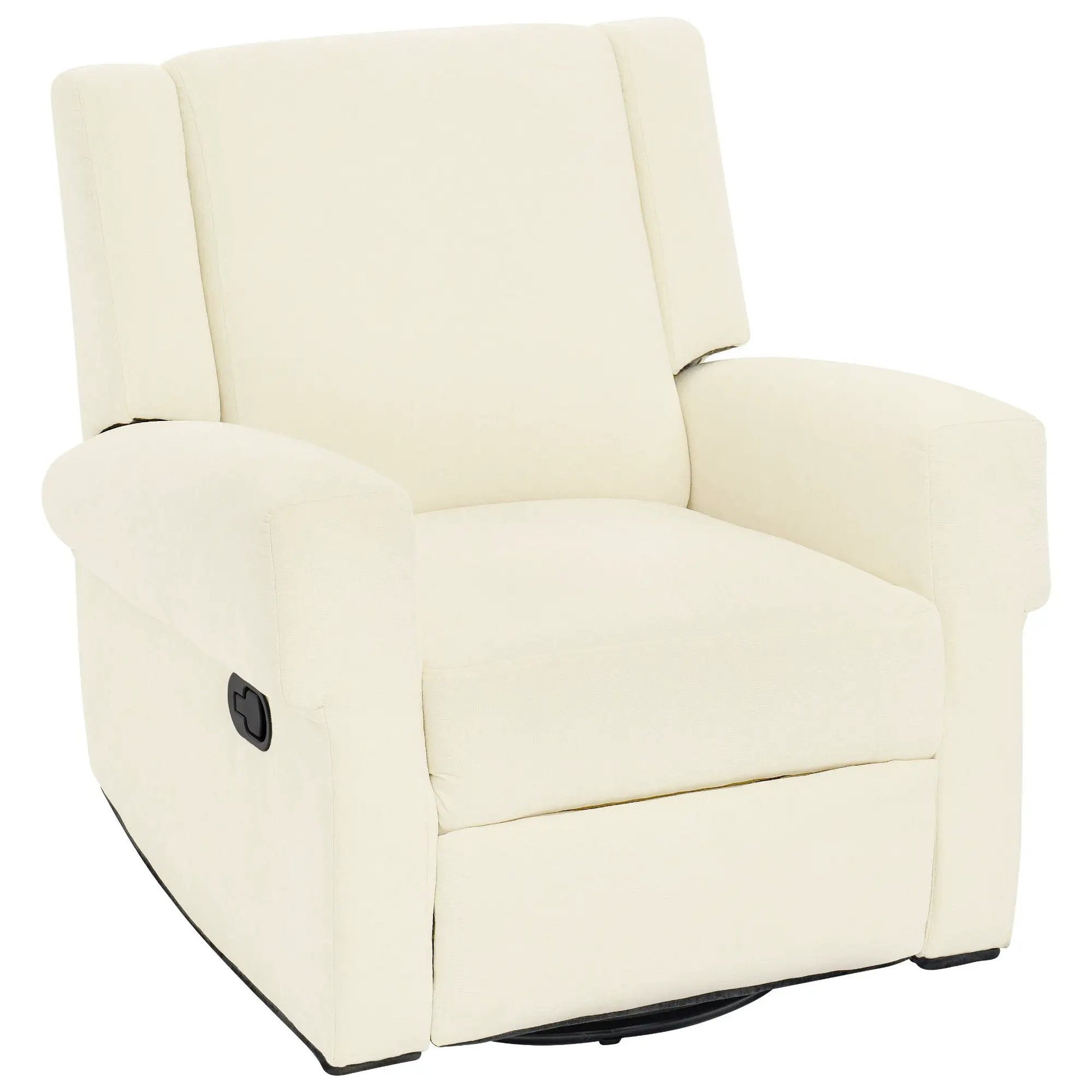 Beige fabric manual recliner chair with swivel rocker and dual recline angles on Tampa Home & Garden Store