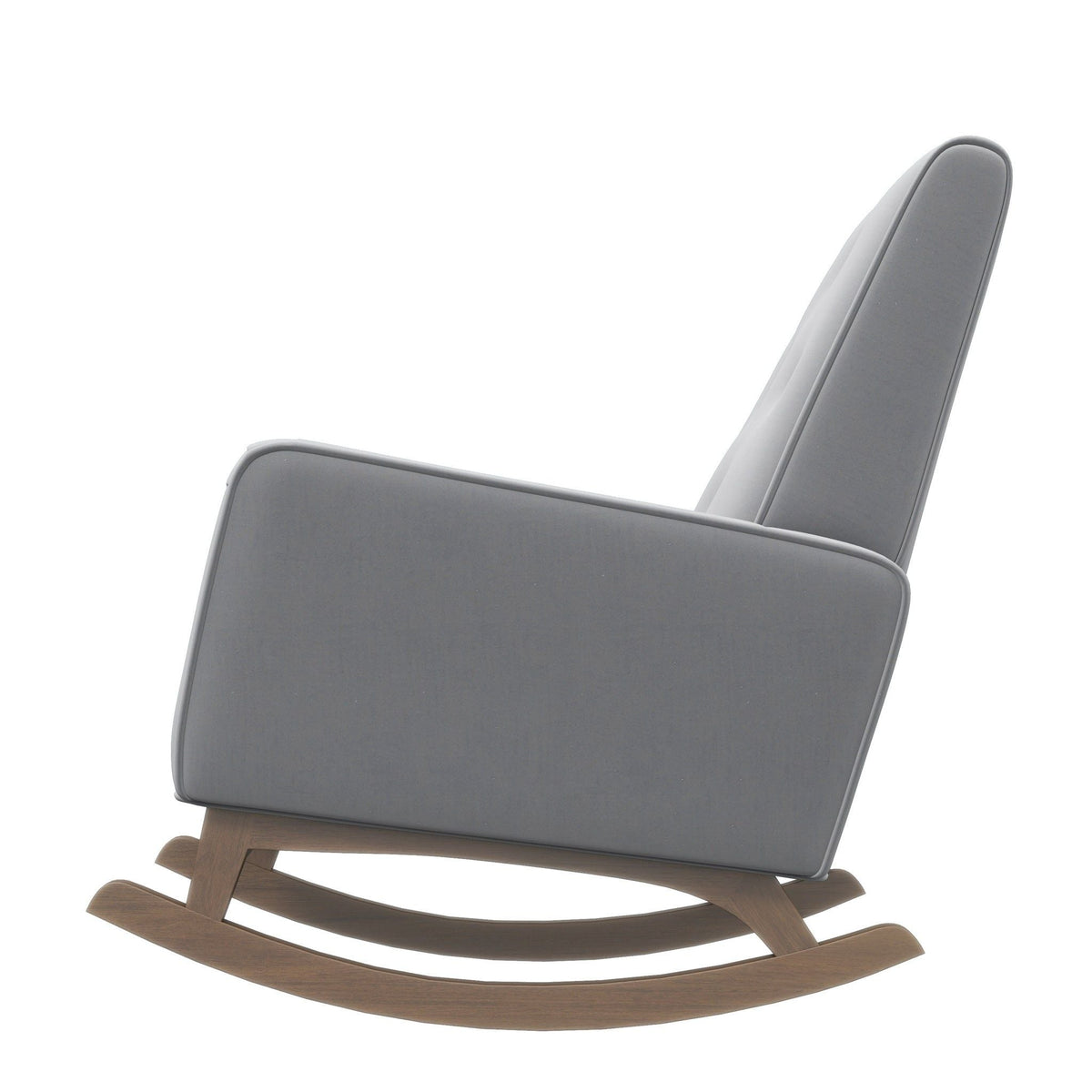 Demetrius solid wood rocking chair with gray upholstery and curved rockers by HouseOfZazla on Tampa Home & Garden Store