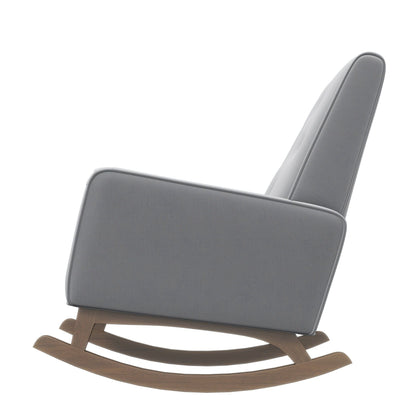 Demetrius solid wood rocking chair with gray upholstery and curved rockers by HouseOfZazla on Tampa Home & Garden Store