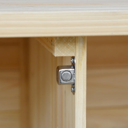 K&K Outdoor Kitchen Island frame close-up; light wood with metal brackets on Tampa Home & Garden Store