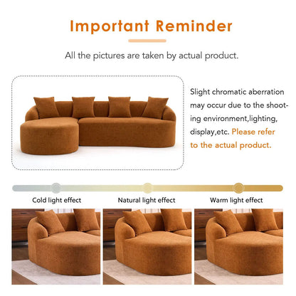 Combined Sofa With 4 Pillows orange fabric, stationary sectional by Unique Piece Furniture on Tampa Home & Garden Store