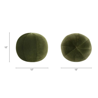 Luna Round Sphere Throw Pillow olive green velvet pair by Unique Piece Furniture 12-inch on Tampa Home & Garden Store
