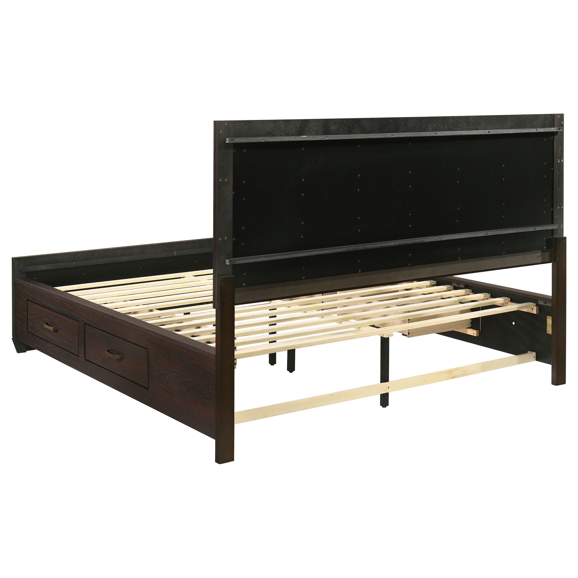 Holmgren Panel Bed With Side Drawers in dark wood by HouseOfZazla on Tampa Home & Garden Store