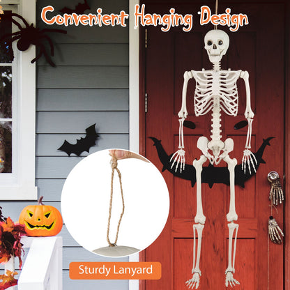 5.4 ft Halloween skeleton decoration life-size white hanging skeleton on red front door on Tampa Home & Garden Store