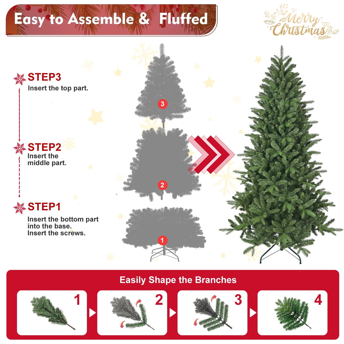 6ft artificial Christmas tree 1168 tips, HouseOfZazla, easy to assemble & fluff on Tampa Home & Garden Store