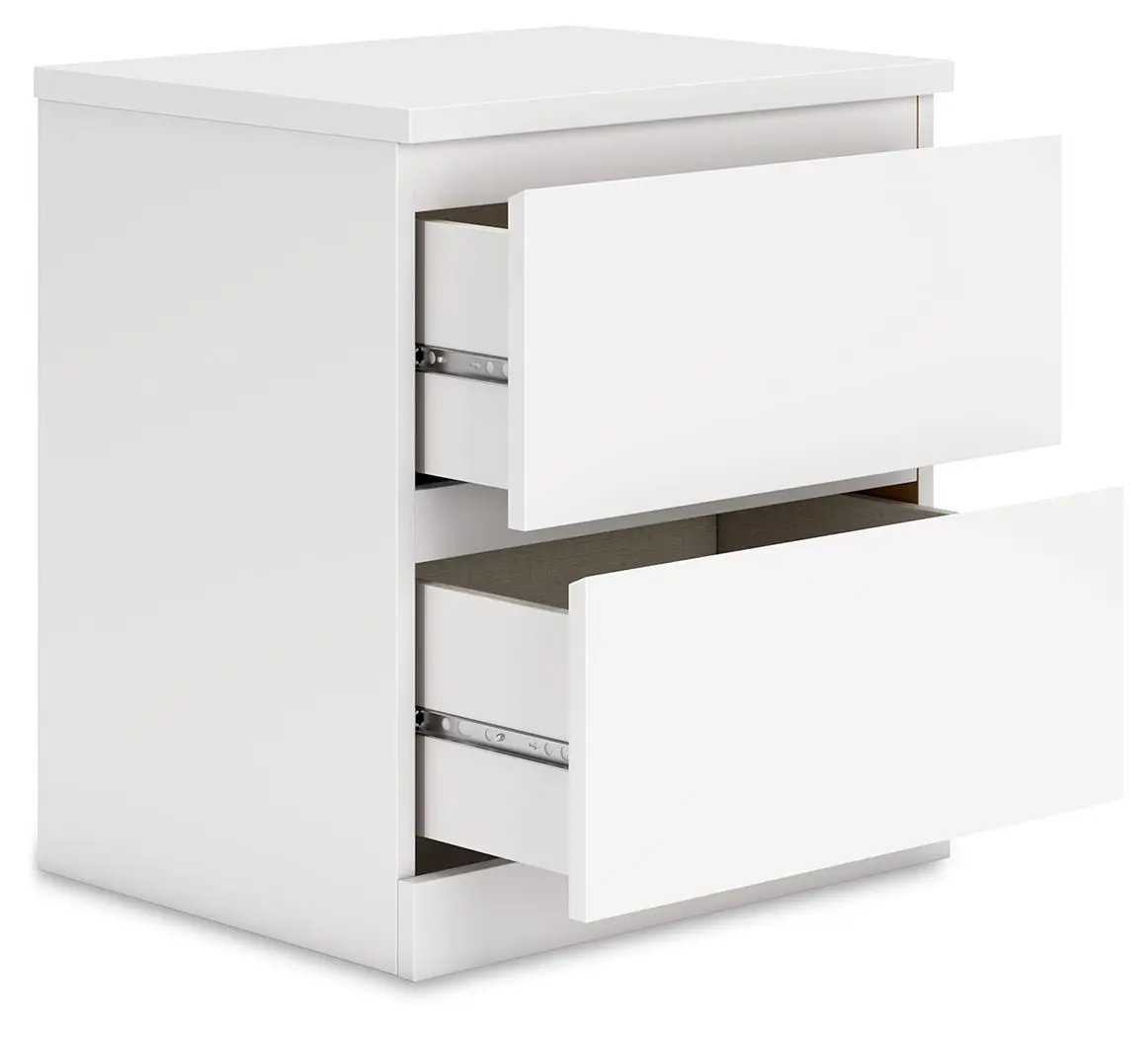 Onita Two-Drawer Night Stand white finish, modern accent nightstand with metal drawer slides on Tampa Home & Garden Store