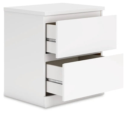 Onita Two-Drawer Night Stand white finish, modern accent nightstand with metal drawer slides on Tampa Home & Garden Store