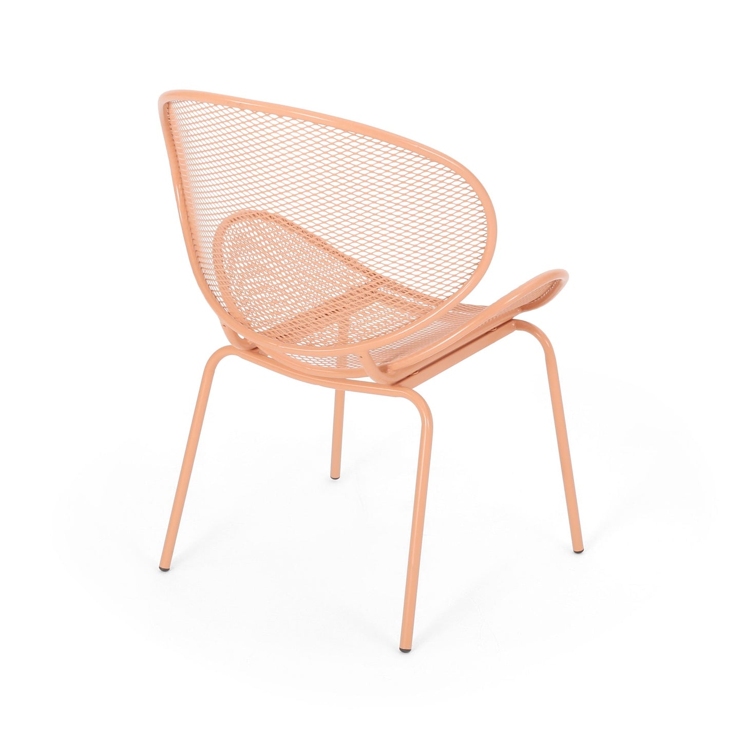 Elba Contemporary Outdoor Armless Chairs pair, peach metal mesh for patio on Tampa Home & Garden Store