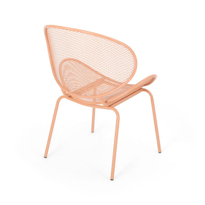Elba Contemporary Outdoor Armless Chairs pair, peach metal mesh for patio on Tampa Home & Garden Store