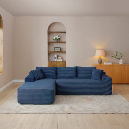 105'' modular sectional sofa with deep seats and chaise in blue upholstery on Tampa Home & Garden Store