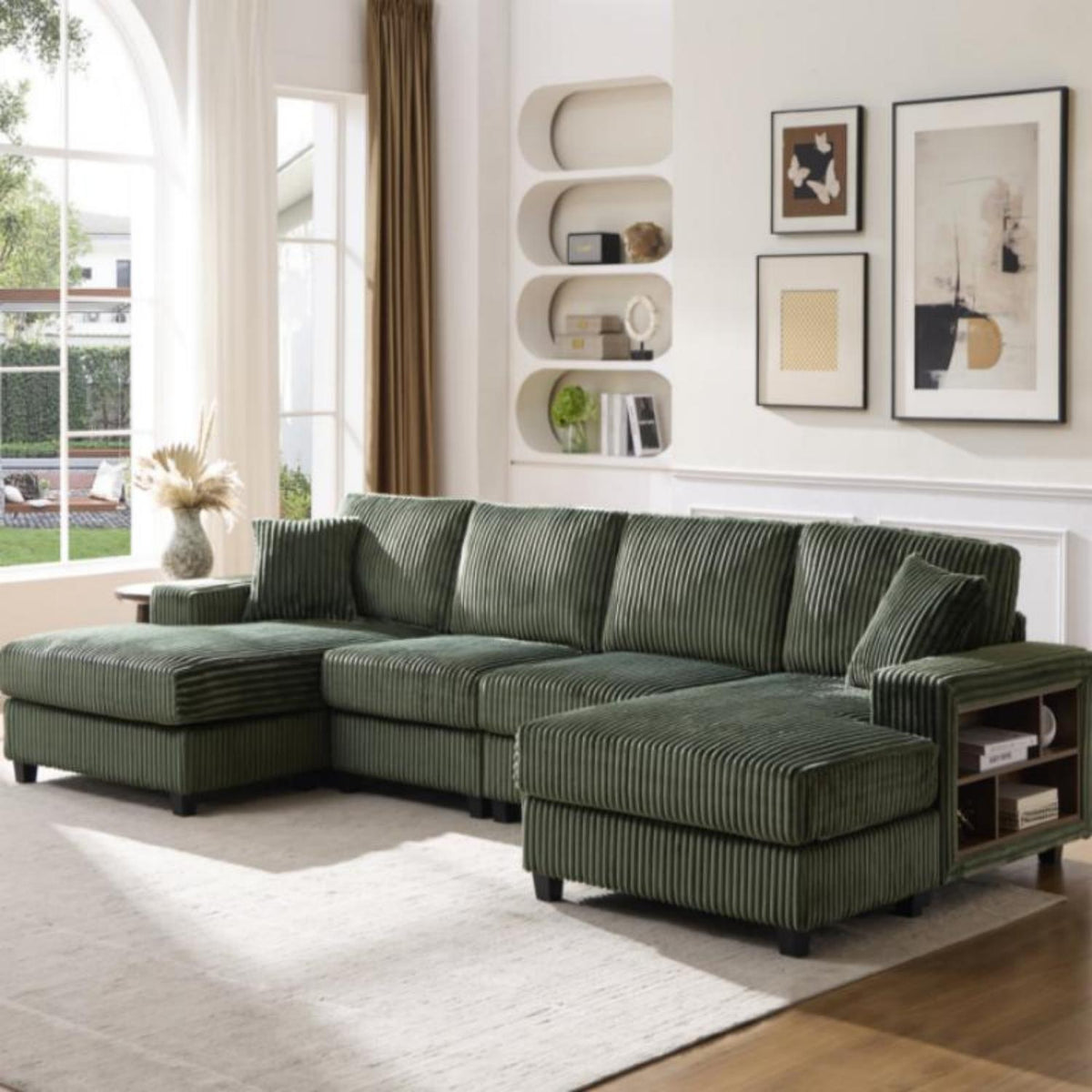 U Shaped Convertible Sofa And Large Living Room