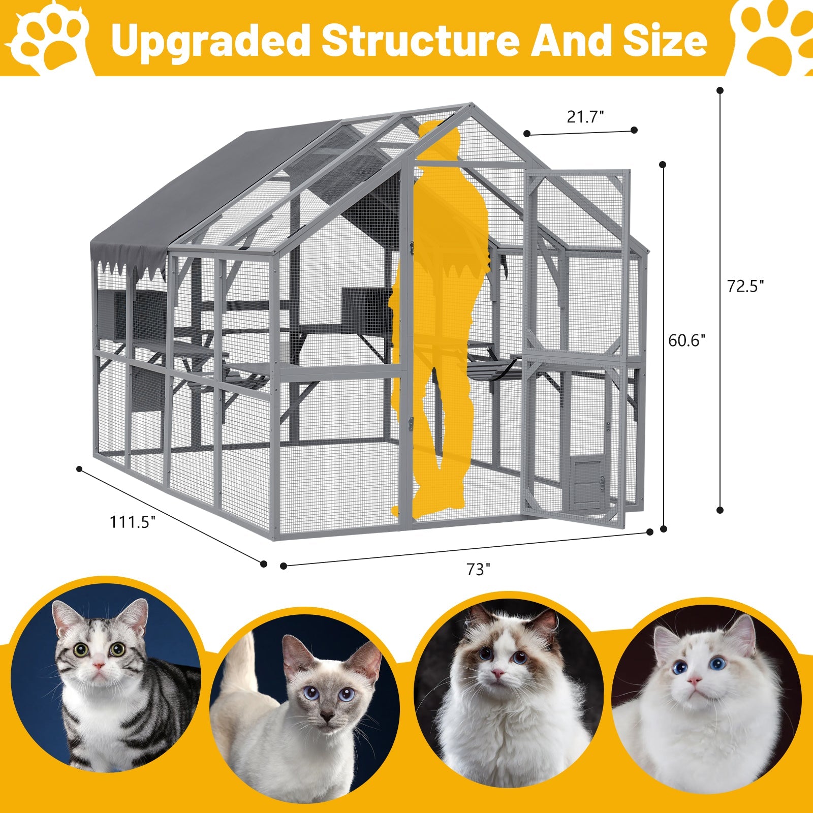 Cat House enclosure by HouseOfZazla with metal frame and wire mesh, sloped roof, large footprint on Tampa Home & Garden Store