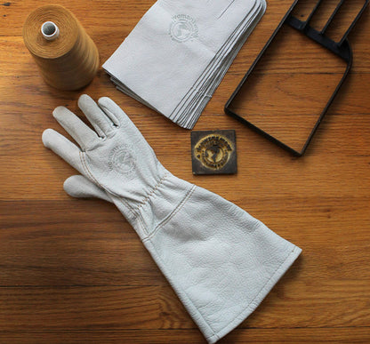 Goatskin gauntlet glove, white, long cuff for gardening by Womanswork on Tampa Home & Garden Store