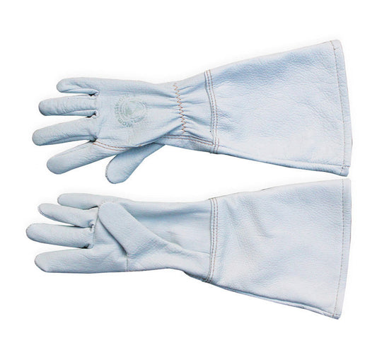 Goatskin Gauntlet Glove, light blue pair, gardening accessory by Womanswork on Tampa Home & Garden Store