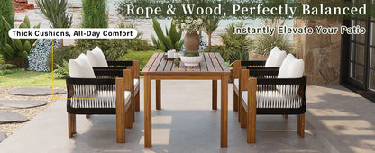 Luxury 5 Piece Acacia Wood Patio Dining Set for 4