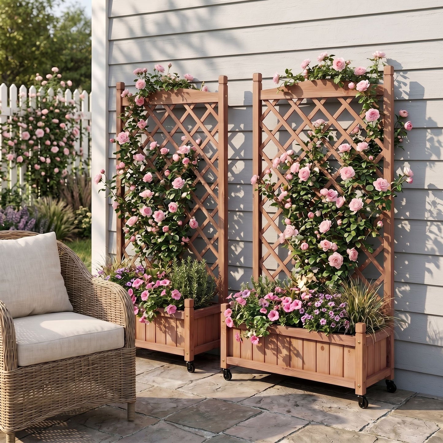 Outdoor Raised Garden Bed with Trellis 2 Pack