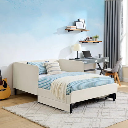 Upholstered Bed Frame With Drawers and Sofa Bed